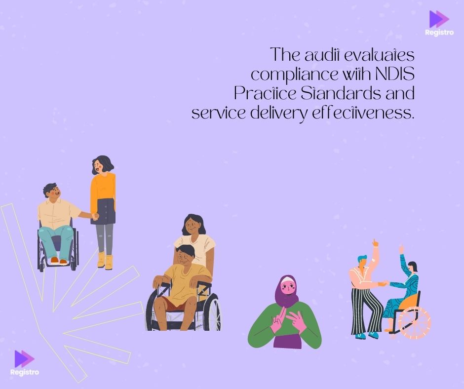 The audit evaluates compliance with NDIS Practice Standards and service delivery effectiveness.